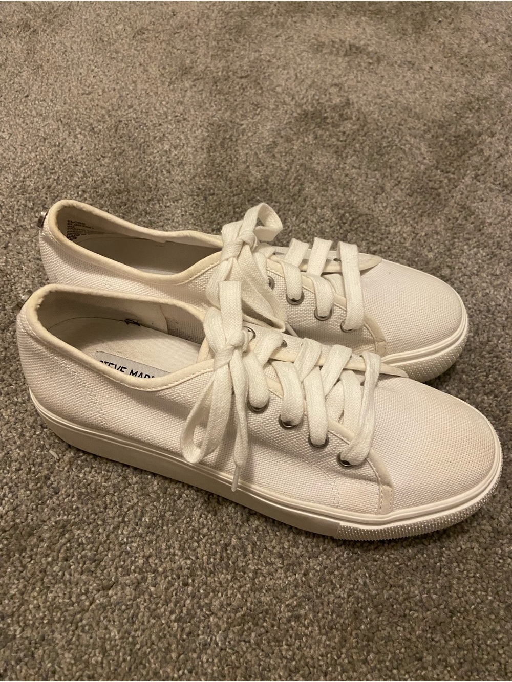 Steve Madden White Canvas Platform Sneakers
